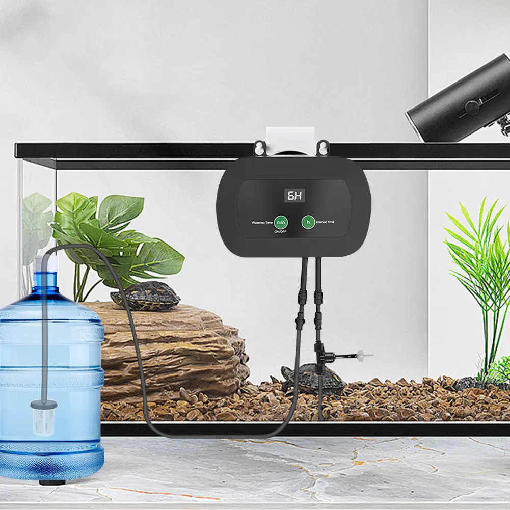 Smart Reptile Mist Sprinkler with Timer & 360°Adjustable Nozzles Reptile Humidifiers Terrariums Humidifier for Herps Terrariums