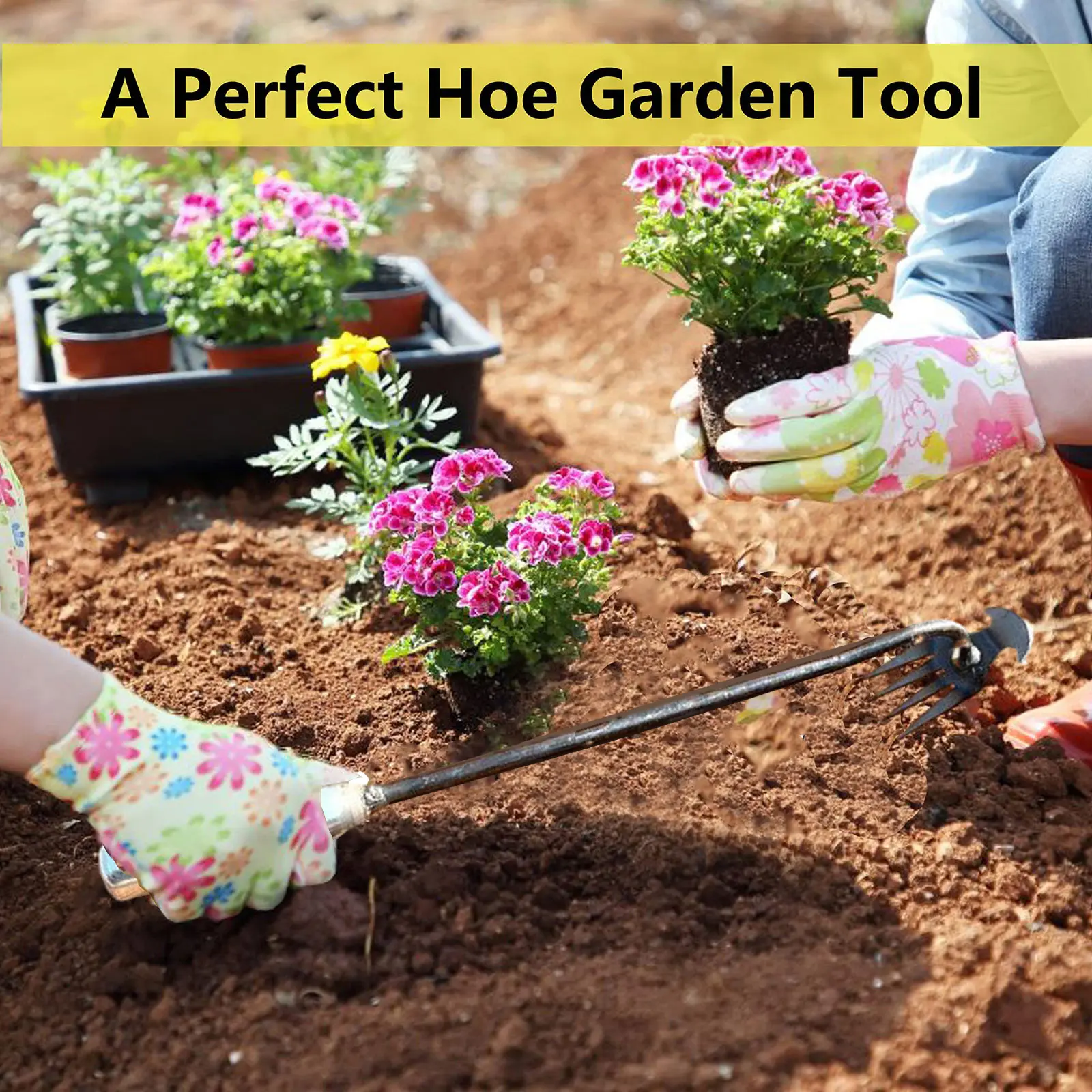 3PCS Long Wood Handle Stainless Steel Garden Weeder Hand Weeding Removal Cutter Puller Tools Multifunction Weeder Transplant