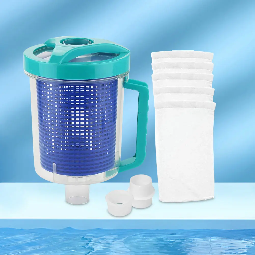 Inline Pool Leaf Canister Pool Leaf Catcher with 5 Skimmer Socks Leaf Trap Pool Leaf Collector for Pool Vacuum