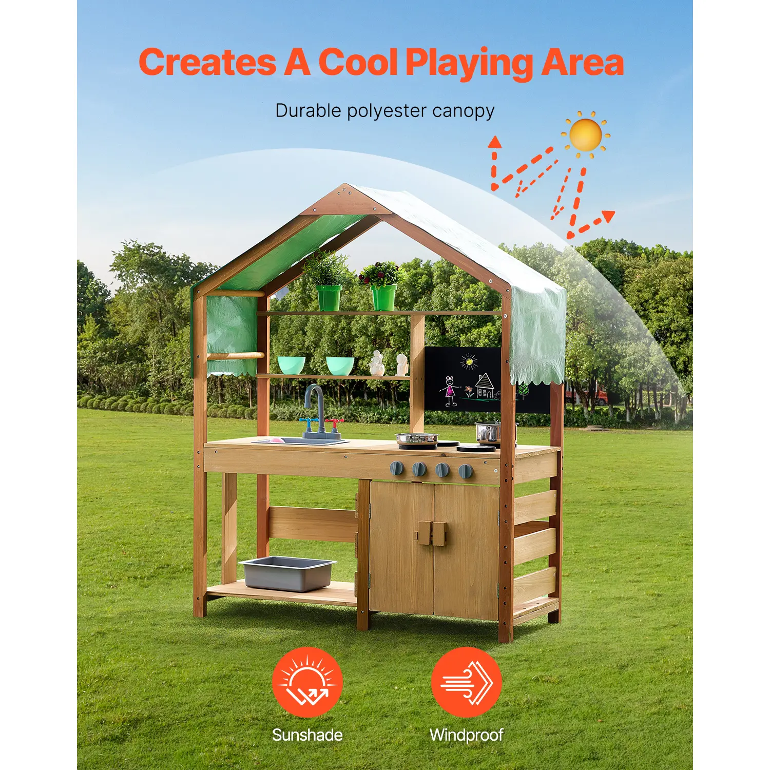 VEVOR Mud Kitchen Cookware Toys Kids Outdoor Toddler Grocery Store Playset with Stoves Faucet for Children Girls Birthday Gifts