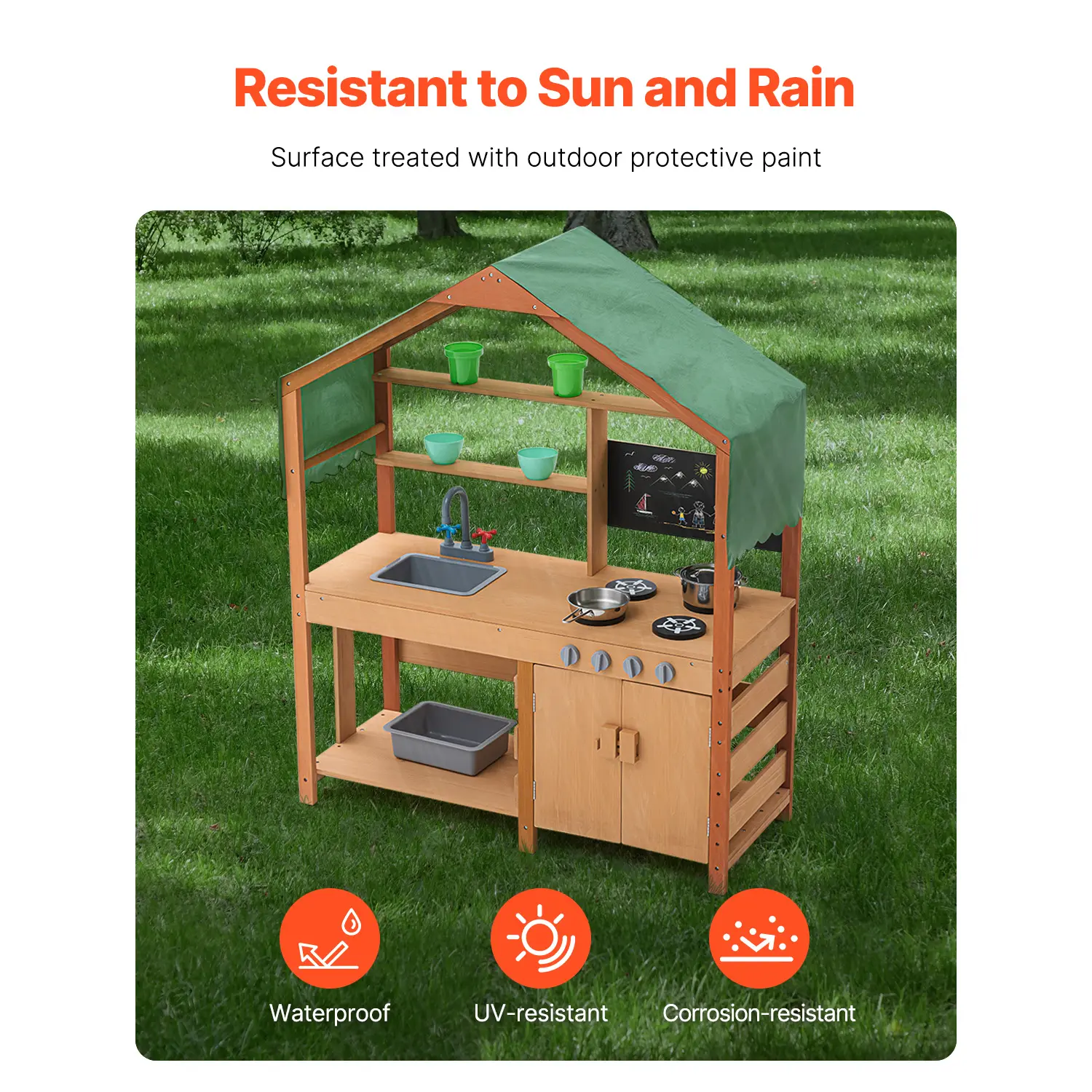VEVOR Mud Kitchen Cookware Toys Kids Outdoor Toddler Grocery Store Playset with Stoves Faucet for Children Girls Birthday Gifts