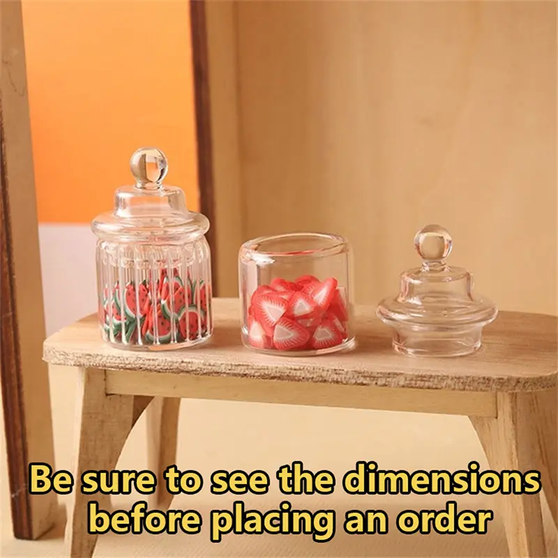 1/12 Scale Glass Dollhouse Miniature Food Storage Jar for Doll House Kitchen Pretended Play Toy Accessories