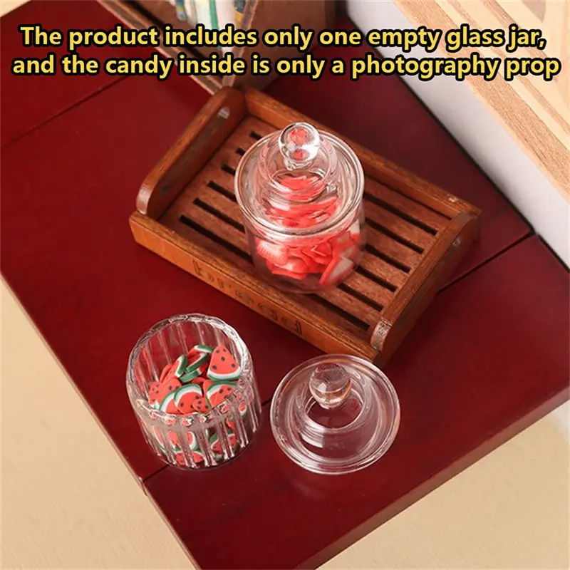 1/12 Scale Glass Dollhouse Miniature Food Storage Jar for Doll House Kitchen Pretended Play Toy Accessories