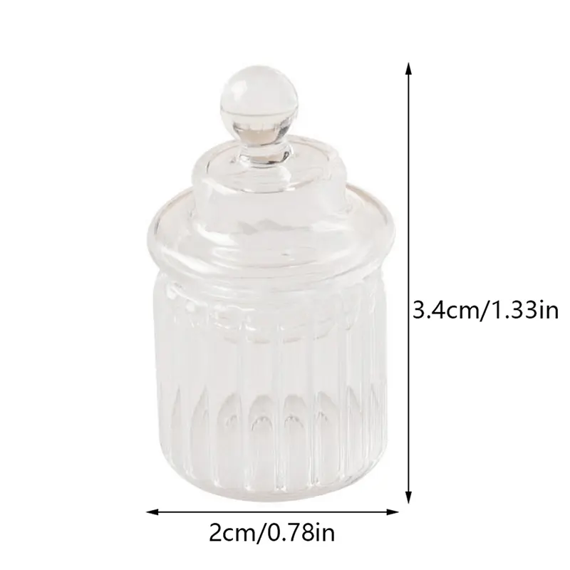 1/12 Scale Glass Dollhouse Miniature Food Storage Jar for Doll House Kitchen Pretended Play Toy Accessories