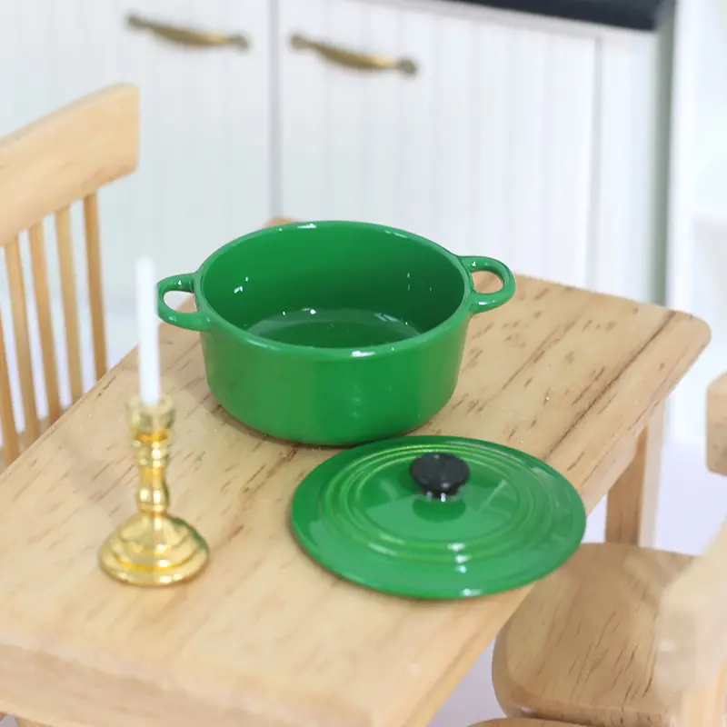 Mini Pot Boiler Pan With Lid Kettle Dollhouse Miniature Kitchen Utensil Cooking Ware Play Kitchen Toy Doll House Accessories