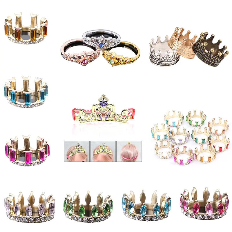1/2pcs Dollhouse Miniature DIY Doll Crown Mini Fashion Metal Alloy Crown Princess Empress Model Toys For Kids Dolls Accessories
