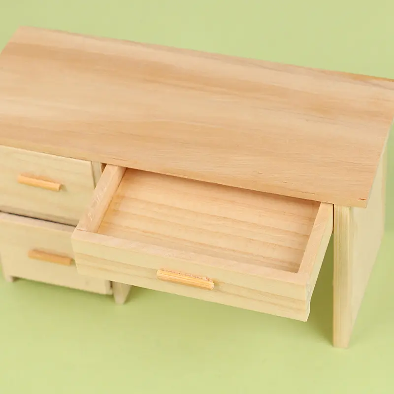 1/12 Dollhouse Wooden Desk Decoration Simulated Mini Desk Chair Furniture Model Toy Writing Study Desk School Desk For Dolls