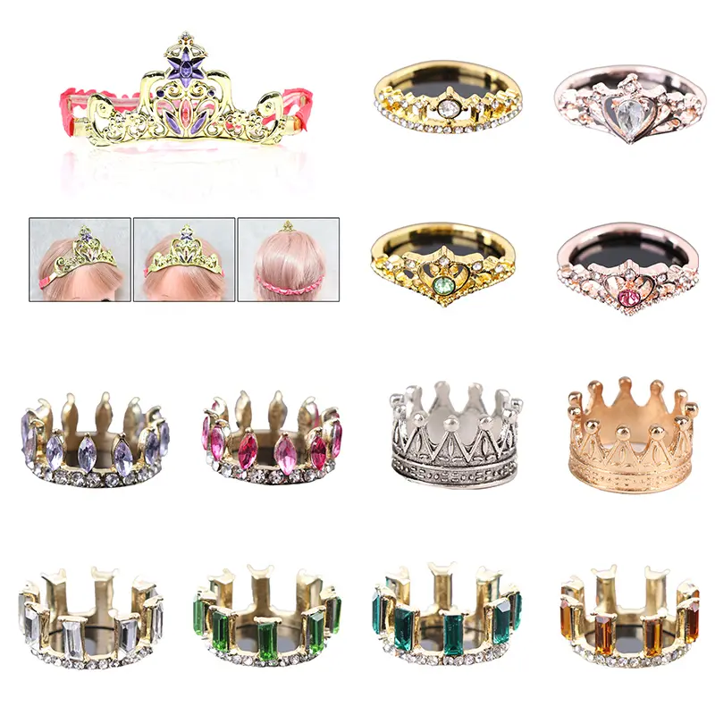 1/2pcs Dollhouse Miniature DIY Doll Crown Mini Fashion Metal Alloy Crown Princess Empress Model Toys For Kids Dolls Accessories
