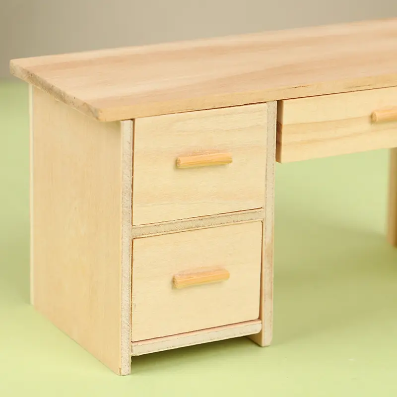 1/12 Dollhouse Wooden Desk Decoration Simulated Mini Desk Chair Furniture Model Toy Writing Study Desk School Desk For Dolls