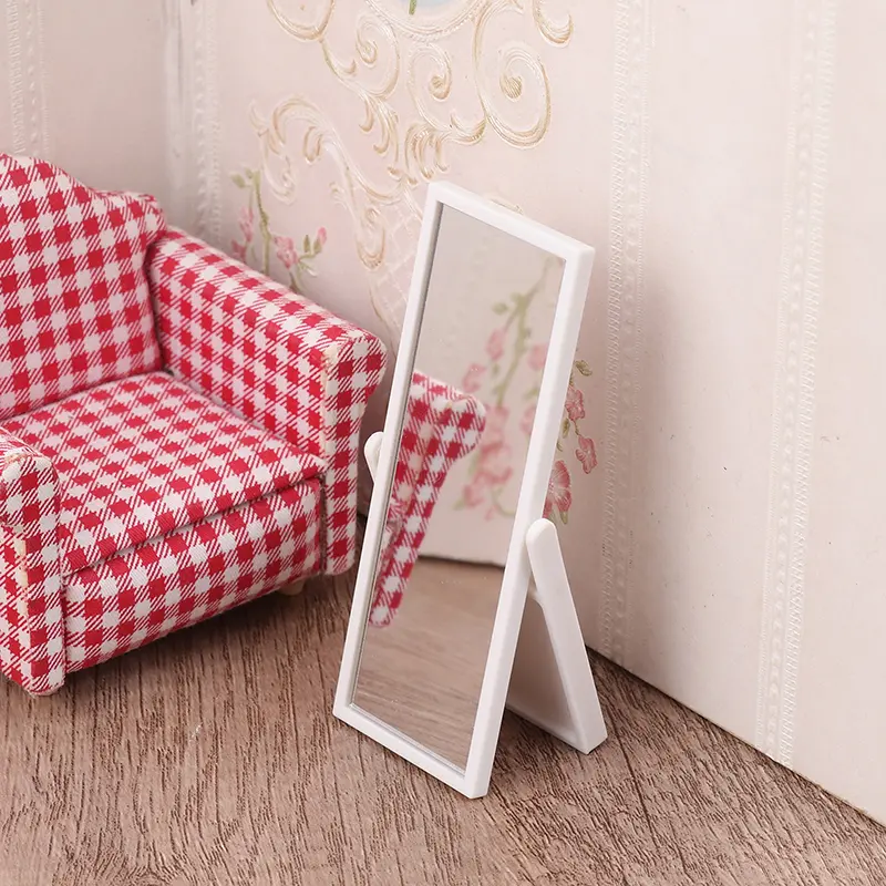 Miniature Items Dollhous Mini Makeup Mirror Model Nordic Style Simulation Hair Suit Full Length Mirror Doll House Accessories