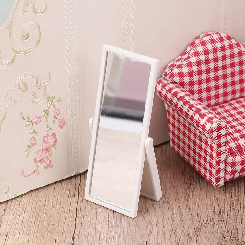 Miniature Items Dollhous Mini Makeup Mirror Model Nordic Style Simulation Hair Suit Full Length Mirror Doll House Accessories