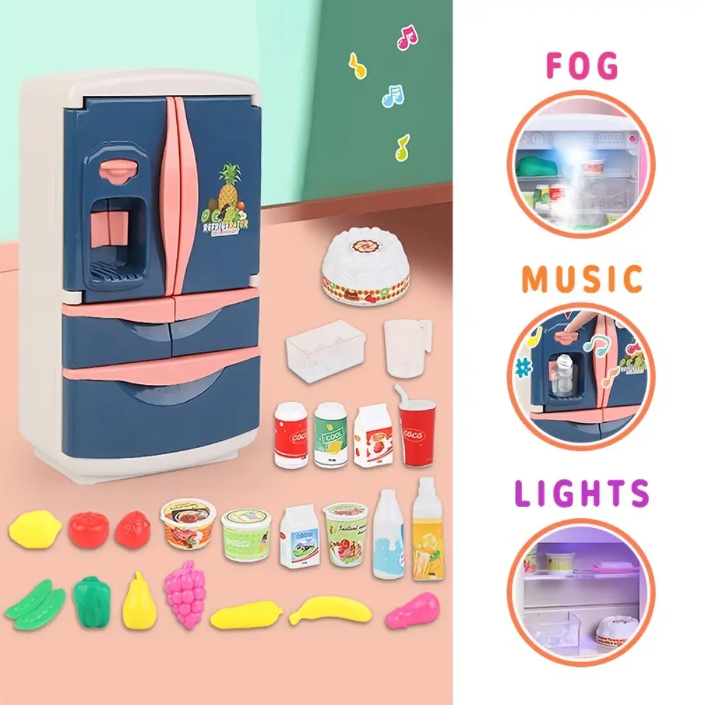WizKidz Kids Refrigerator Toy Set with Mist Music & Lights for Indoor Play Fun Kitchen Game for Boys & Girls Age 3+ Perfect Gift