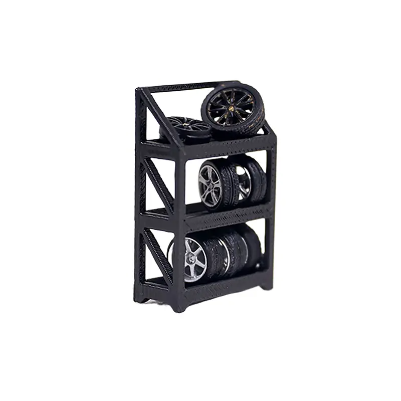 1/64 Scale Model Garage Tire Rack Dioramas Diecast Alloy Car Scene Layout Accessories Miniature Collection