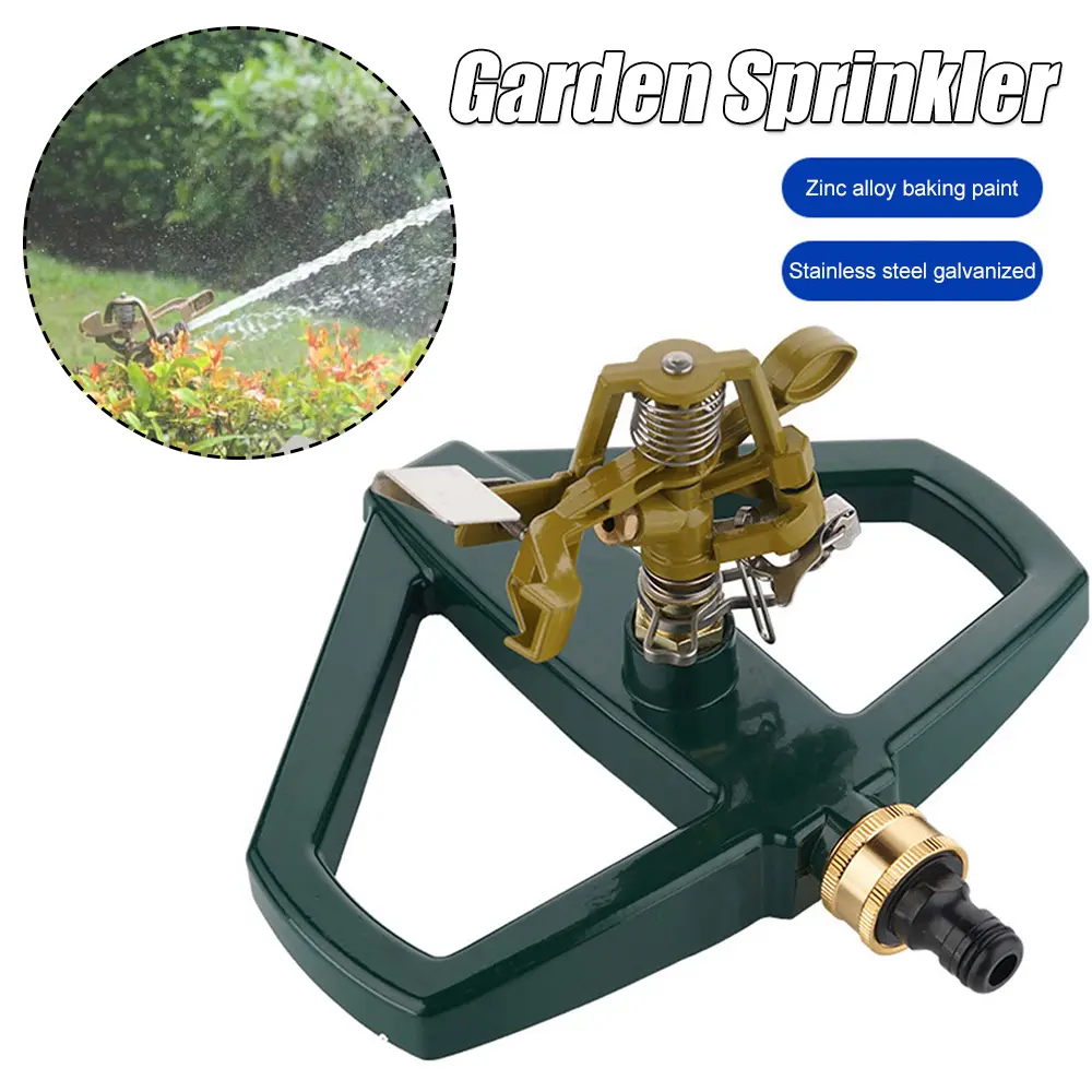 360 Degree Adjustable Circular Sprinkler Zinc Alloy Impulse Sprinkler Heavy Duty with Metal Base for Large Area Lawn Yard Garden