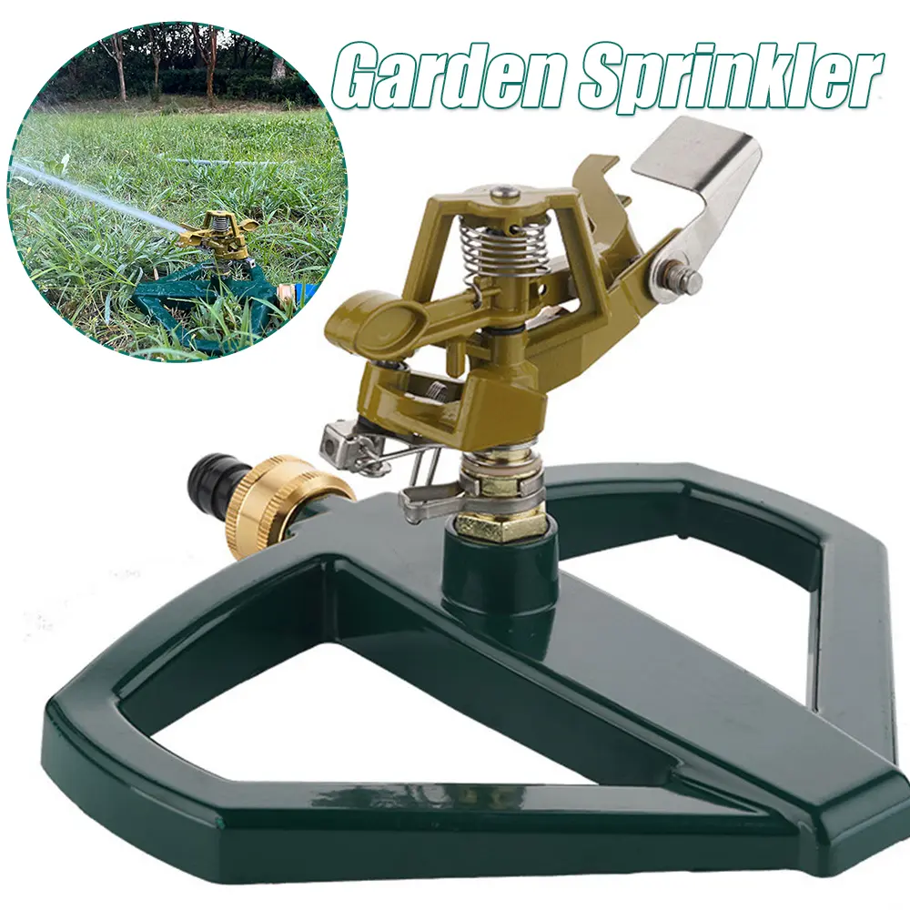 360 Degree Adjustable Circular Sprinkler Zinc Alloy Impulse Sprinkler Heavy Duty with Metal Base for Large Area Lawn Yard Garden