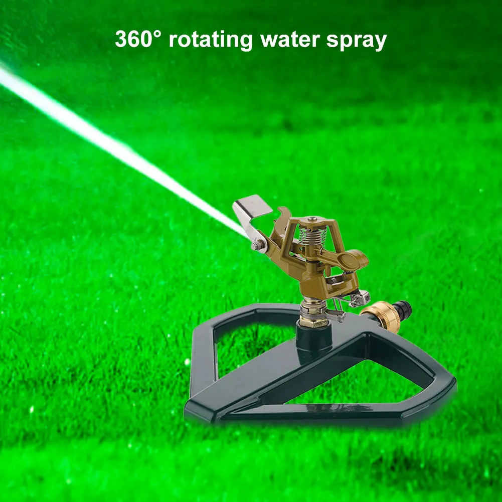 360 Degree Adjustable Circular Sprinkler Zinc Alloy Impulse Sprinkler Heavy Duty with Metal Base for Large Area Lawn Yard Garden