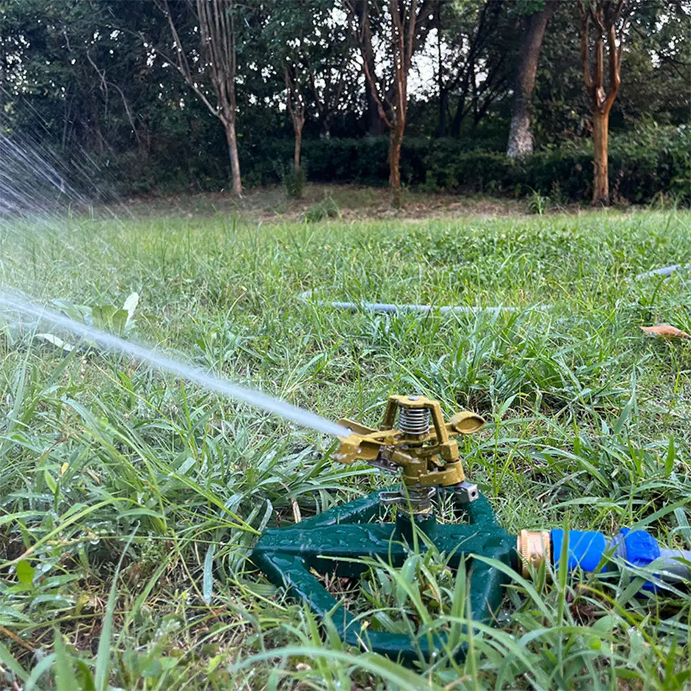 360 Degree Adjustable Circular Sprinkler Zinc Alloy Impulse Sprinkler Heavy Duty with Metal Base for Large Area Lawn Yard Garden