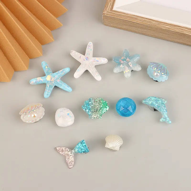 Blue Secret Starfish Shell Hole Shoe Buckle Accessories Decoration Removable Shoe Accessories For Girls Summer Shoes DIY Gift