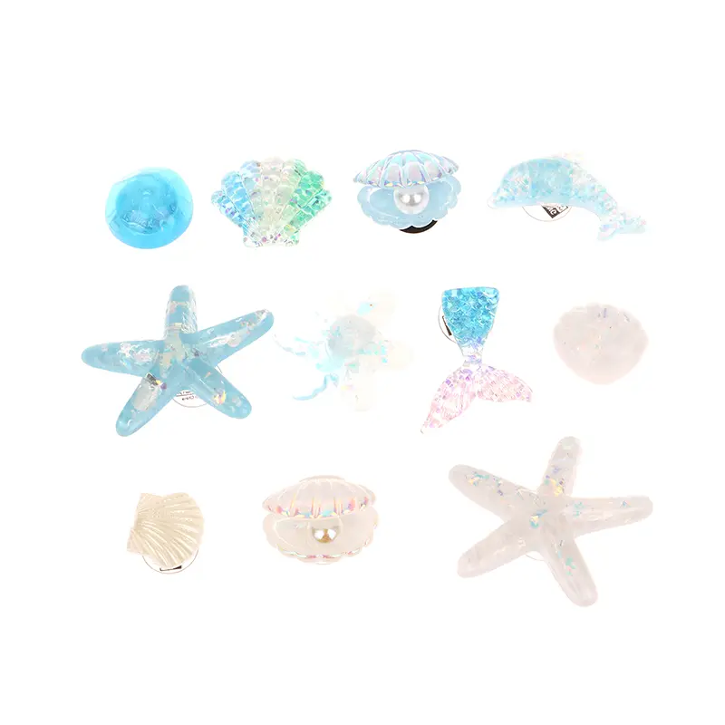 Blue Secret Starfish Shell Hole Shoe Buckle Accessories Decoration Removable Shoe Accessories For Girls Summer Shoes DIY Gift