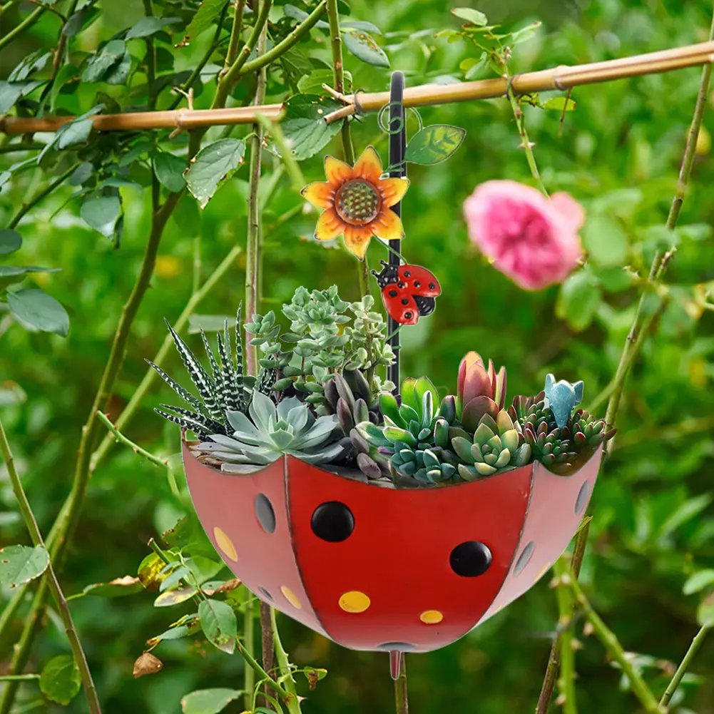 Umbrella Decorative Flower Pots Easy Installation Wall Mounted Planter Holder Handmade Hanging with Leakage Hole for Garden Yard