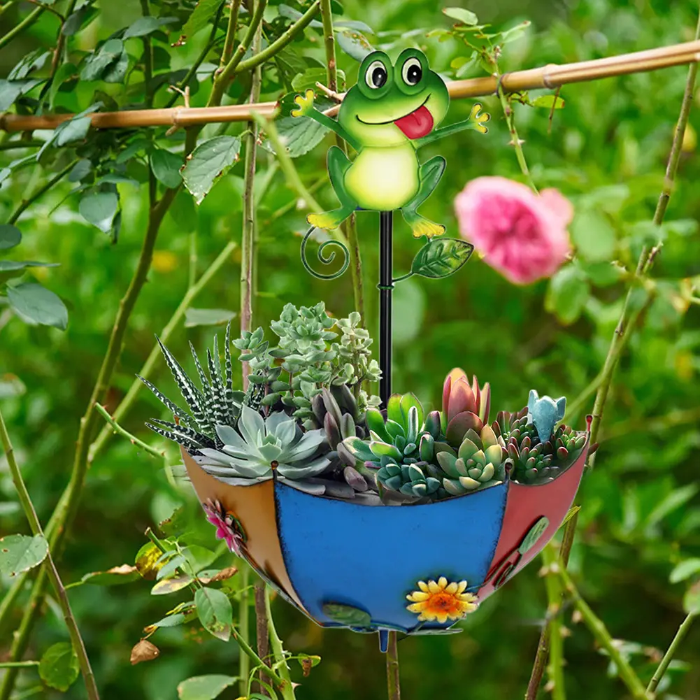 Umbrella Decorative Flower Pots Easy Installation Wall Mounted Planter Holder Handmade Hanging with Leakage Hole for Garden Yard