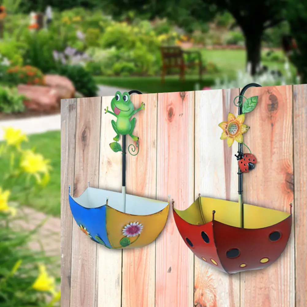 Umbrella Decorative Flower Pots Easy Installation Wall Mounted Planter Holder Handmade Hanging with Leakage Hole for Garden Yard