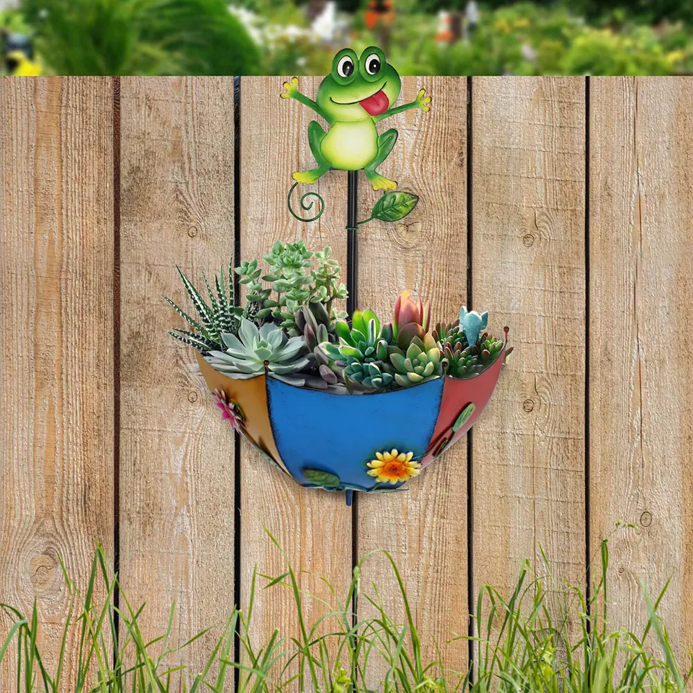 Umbrella Decorative Flower Pots Easy Installation Wall Mounted Planter Holder Handmade Hanging with Leakage Hole for Garden Yard