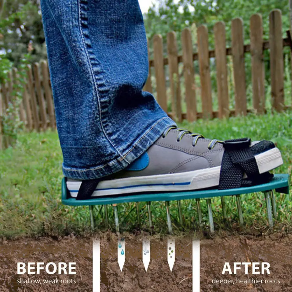 Lawn Aerator Shoes Aerating Shoes Sandals Heavy Duty Aerating Shoes Lawn Aerator Spike Shoes for Grass Lawn Garden Yard