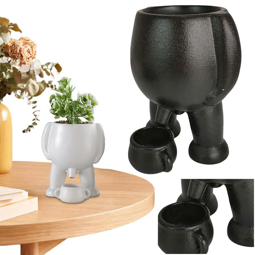 Peeing Plant Pot Resin Novelty Peeing Planter Pot with Drainage Hole Succulent Pot for Indoor Outdoor Plants Funny Home Decor