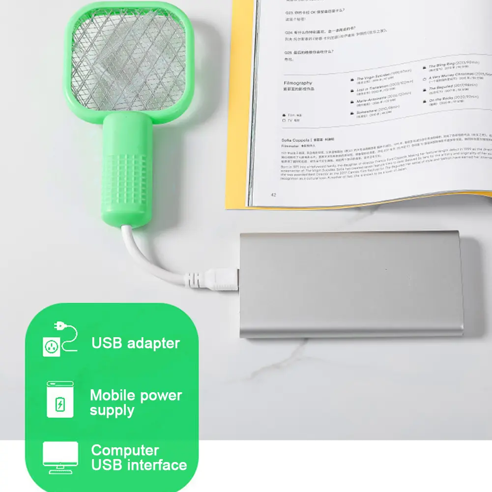1-5PCS Electric Mosquito Swatter Mini Insect Racket 2 in 1 Electric Fly Swatter Mini Mosquitoes Trap Lamp Outdoor Fly Bug Zapper