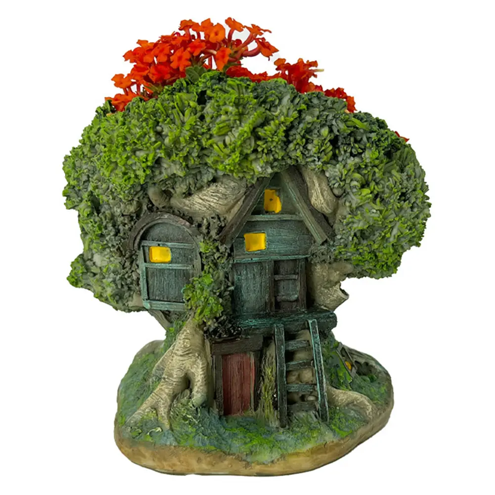 Tree House Flower Pot Bonsai Pot Decorative Succulent Planter Multi-Function Forest House Planter Pot for Micro Landscape