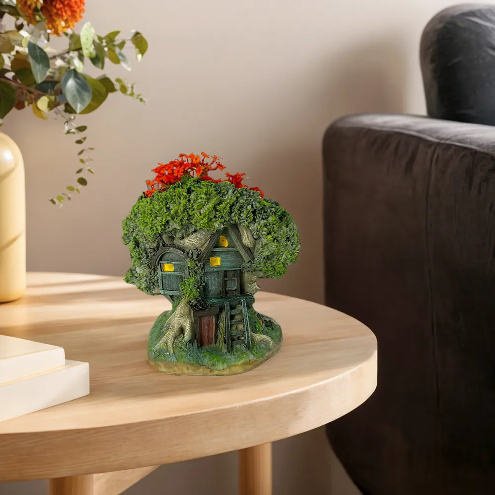 Tree House Flower Pot Bonsai Pot Decorative Succulent Planter Multi-Function Forest House Planter Pot for Micro Landscape