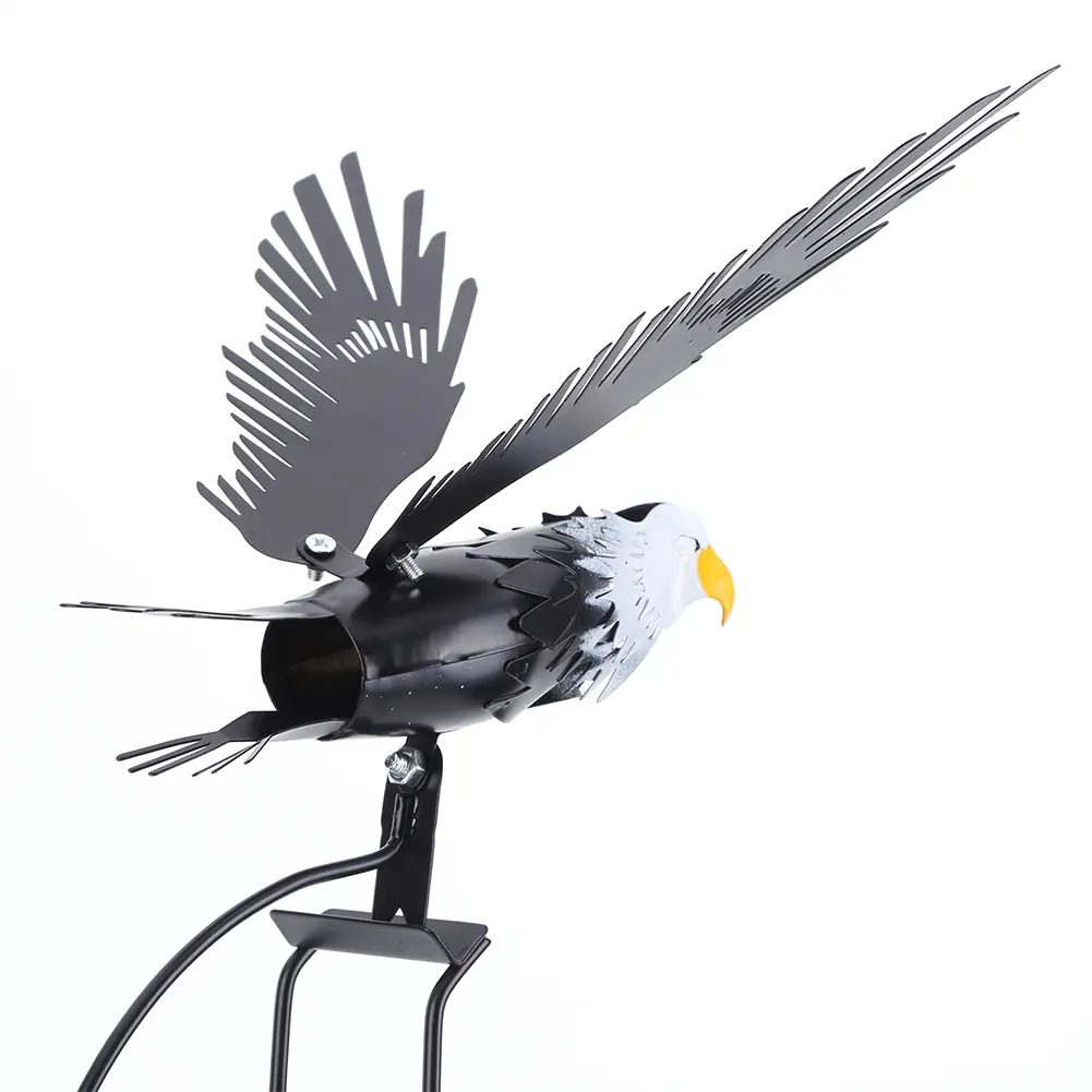 Wing Flapping Eagle Pinwheel Iron Metal Eagle Wind Spinners Lawn Ornaments Crafts Garden Art Decor for Outdoor Lawn Courtyard