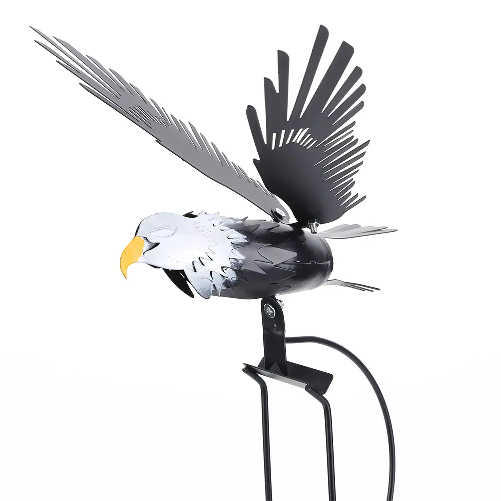 Wing Flapping Eagle Pinwheel Iron Metal Eagle Wind Spinners Lawn Ornaments Crafts Garden Art Decor for Outdoor Lawn Courtyard