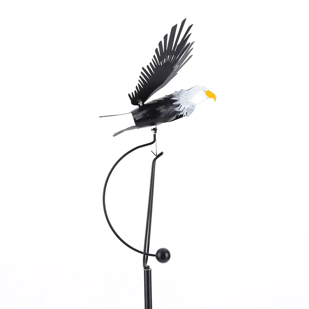Wing Flapping Eagle Pinwheel Iron Metal Eagle Wind Spinners Lawn Ornaments Crafts Garden Art Decor for Outdoor Lawn Courtyard