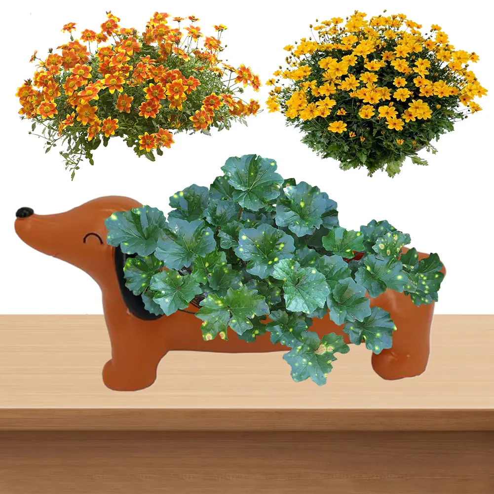 Dachshund Flower Pot Dog Plant Pot Resin Succulent Flower Planter Aesthetic Dog Pot Planter for Indoor/Outdoor Decor