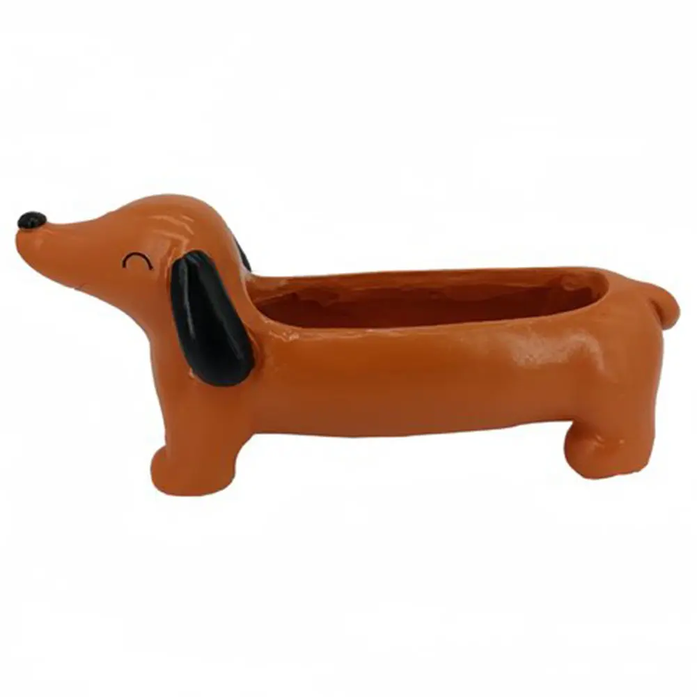 Dachshund Flower Pot Dog Plant Pot Resin Succulent Flower Planter Aesthetic Dog Pot Planter for Indoor/Outdoor Decor