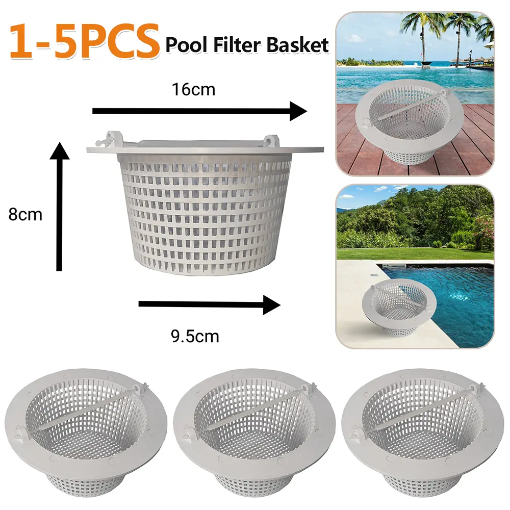1-5PCS Round Pool Skimmer Basket Replacement Skimmer Basket  Remove Debris Accessories with Handle Portable for Hayward SP1091WM