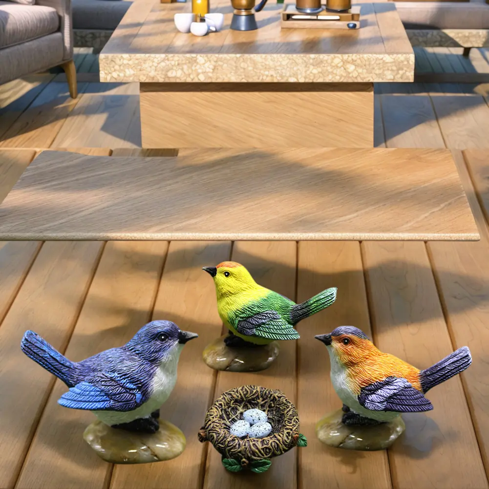 Little Cute Parrot Bird Nest Figurine Animal Model Home Decor Miniature Resin Bird Nest Garden Bonsai Decoration Accessories