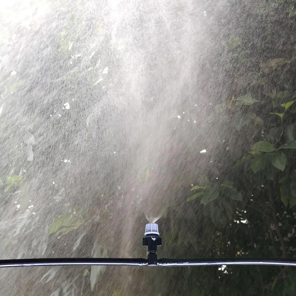 10/20m Automatic Watering Irrigation System Portable Misting Fog Nozzles Garden Hose Spray Head W/ 4/7mm Tee Connector for Patio