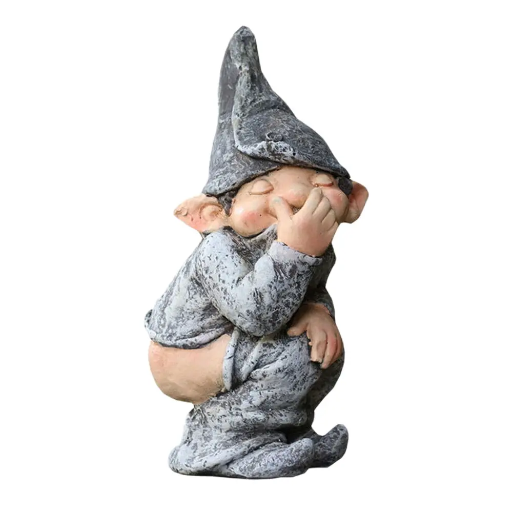 Cute Garden Sculpture Ornament Clownish Dwarf Sculpture Comical Funny Boy Art Statue Creative Characters Statue for Garden Home
