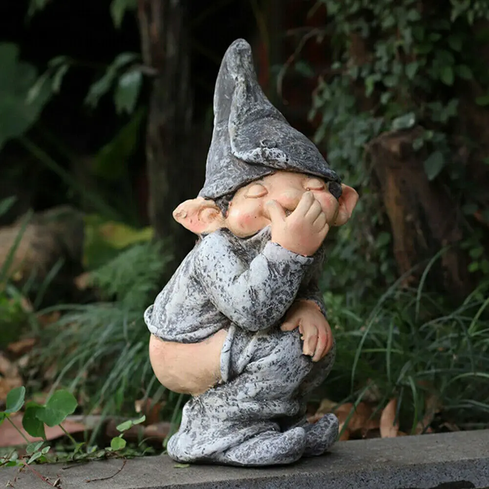 Cute Garden Sculpture Ornament Clownish Dwarf Sculpture Comical Funny Boy Art Statue Creative Characters Statue for Garden Home