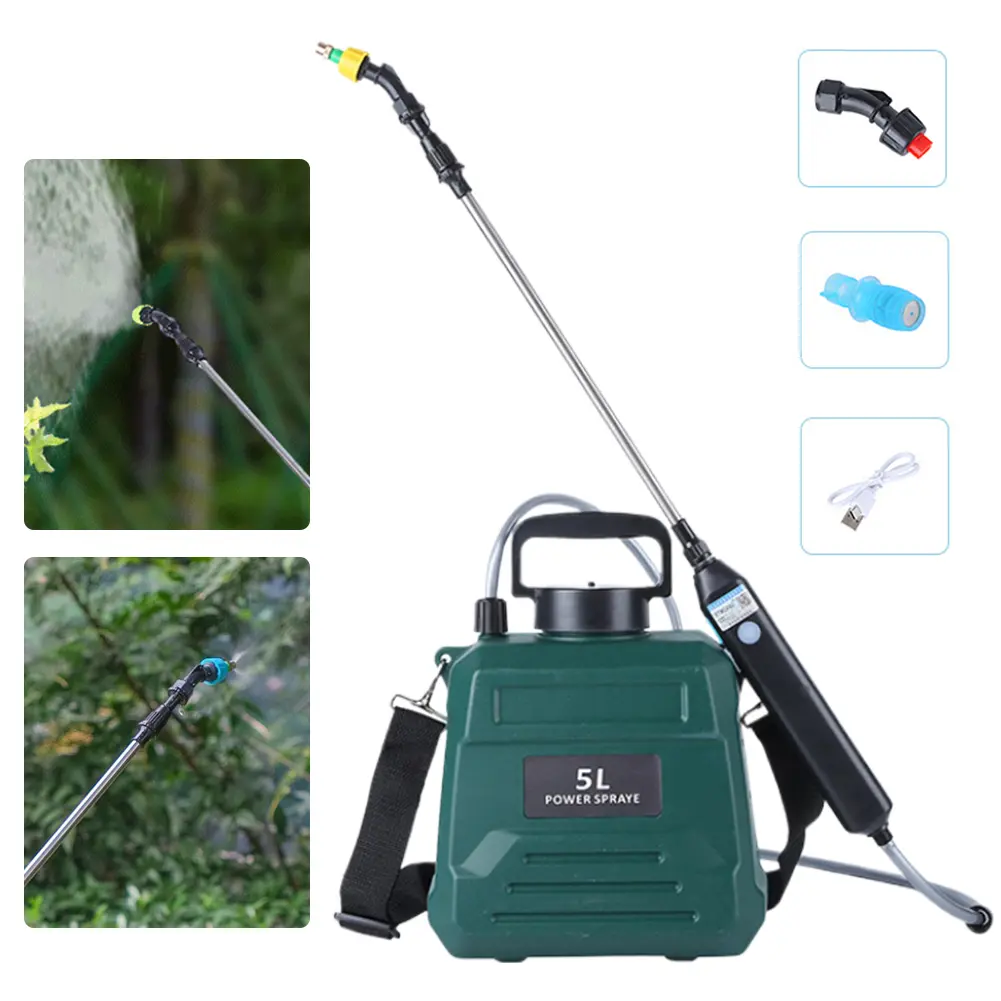 1.35 Gallon Battery Powered Sprayer with 3 Mist Nozzles Electric Sprayer with Adjustable Shoulder Strap for Lawn Garden Cleaning