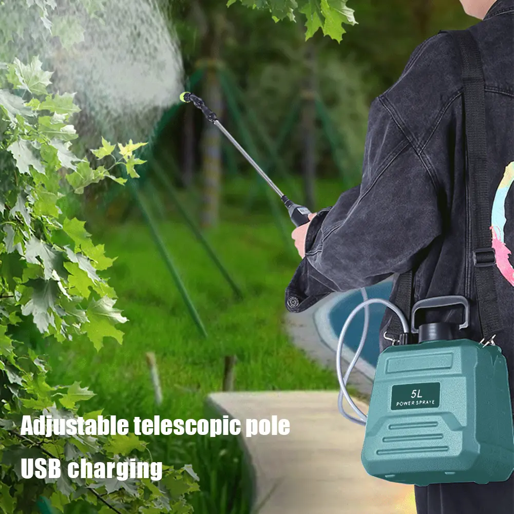 1.35 Gallon Battery Powered Sprayer with 3 Mist Nozzles Electric Sprayer with Adjustable Shoulder Strap for Lawn Garden Cleaning