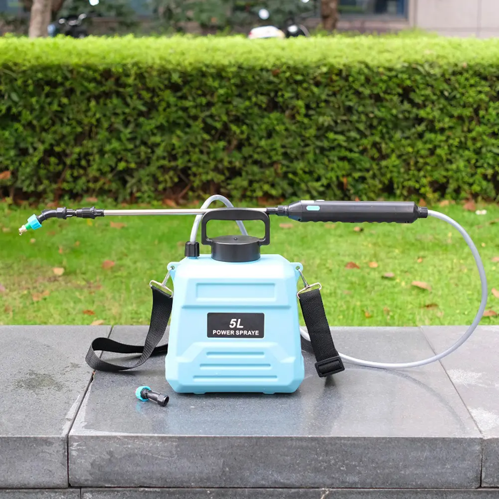 1.35 Gallon Battery Powered Sprayer with 3 Mist Nozzles Electric Sprayer with Adjustable Shoulder Strap for Lawn Garden Cleaning