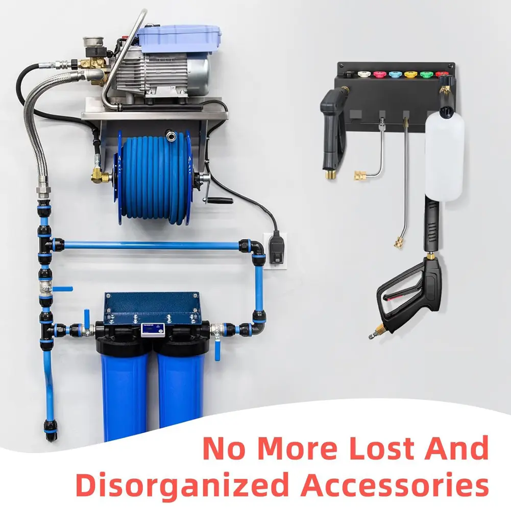 Pressure Washer Gun Holder Fit 1/4 Quick Connector Snow Foam Lance Holder Nozzle Tip and Wand Extension Storage Rack