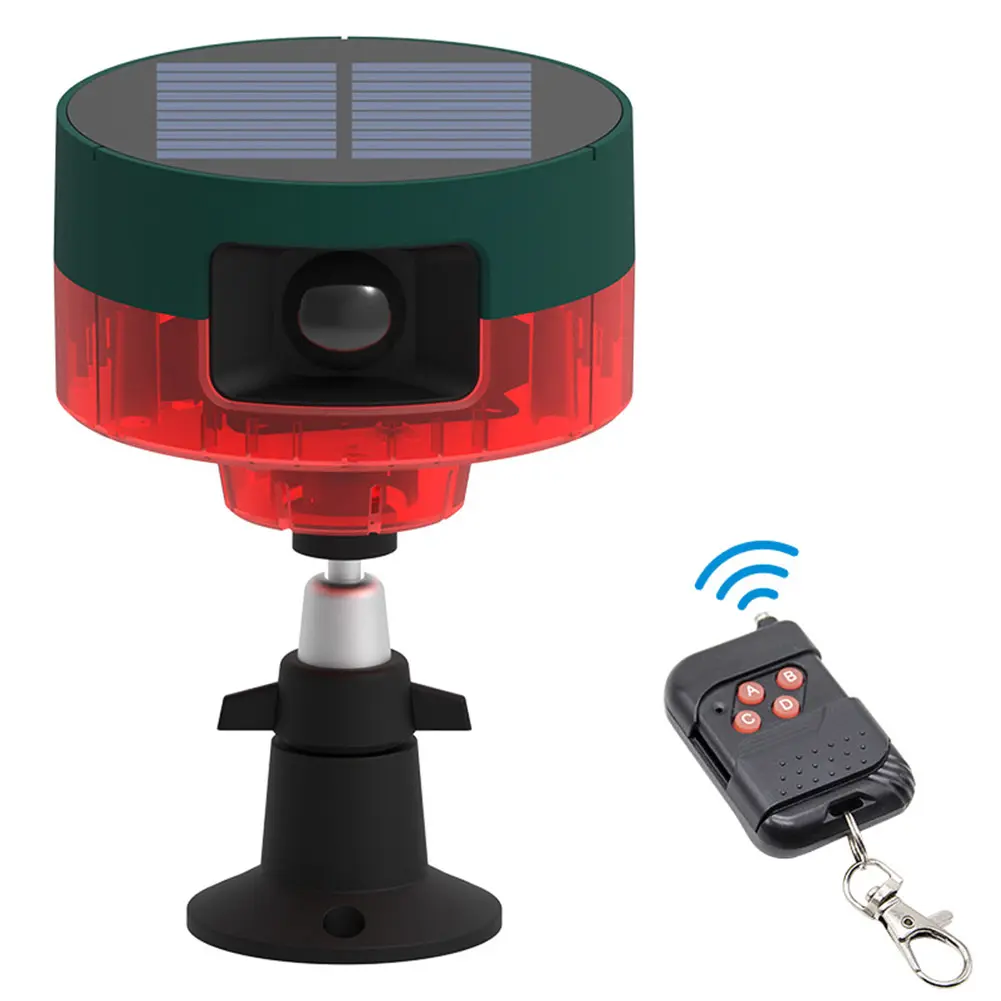 Solar Wild Animal Repeller 360-degree Induction Alarm 1200mAh Pigeon Bird Repellent Recordable IP55 for Wild Boar Rabbit Deer