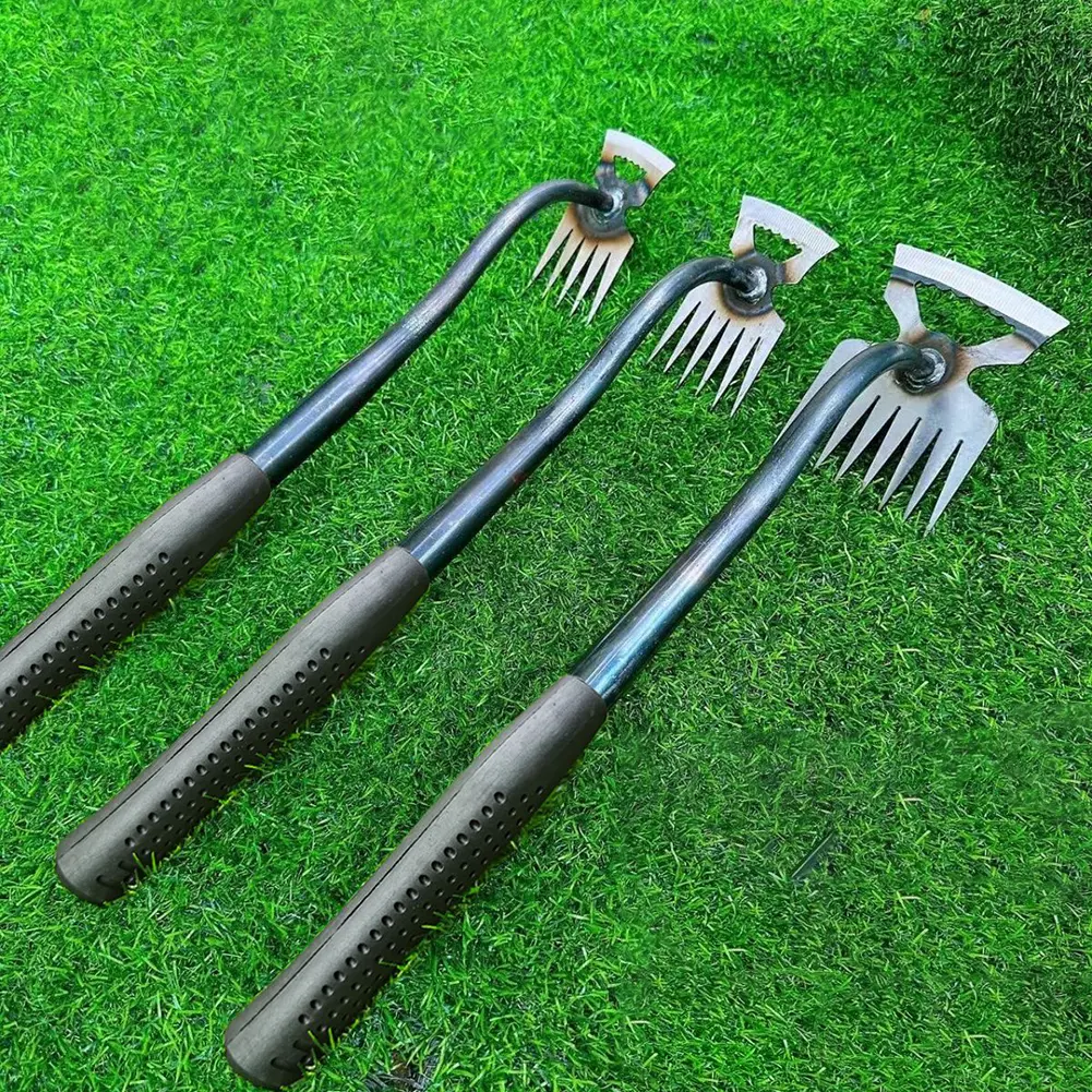 2 In 1 Manual Loose Soil Grass Rooting Remover Hand Weed Remover Ergonomic Handle V Fork Loose Soil Weeder Wild Vegetable Shovel