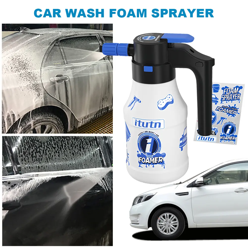 1.5L Electric Foam Sprayer USB Rechargeable Car Washing Foam Sprayer Can Foaming Pump Watering Can Car Home Cleaning Tools