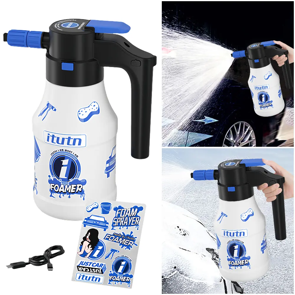 1.5L Electric Foam Sprayer USB Rechargeable Car Washing Foam Sprayer Can Foaming Pump Watering Can Car Home Cleaning Tools